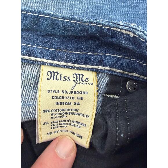 Miss Me Jeans Women's 28 Blue Bootcut Rhinestones Fleur De Lis Bling - Picture 12 of 12